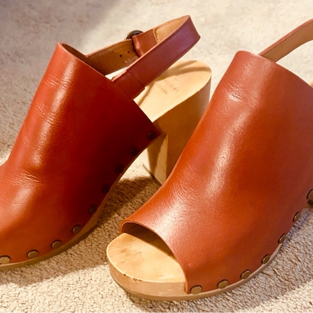 Sezane Dakota High Clogs Terracotta Leather Size 39 (US 8) - Picture 3 of 5